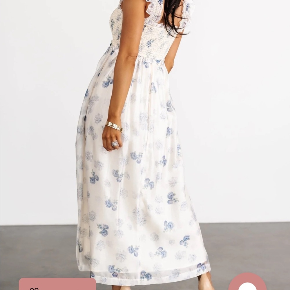 Baltic Born Cream and Blue Floral Midi Dress